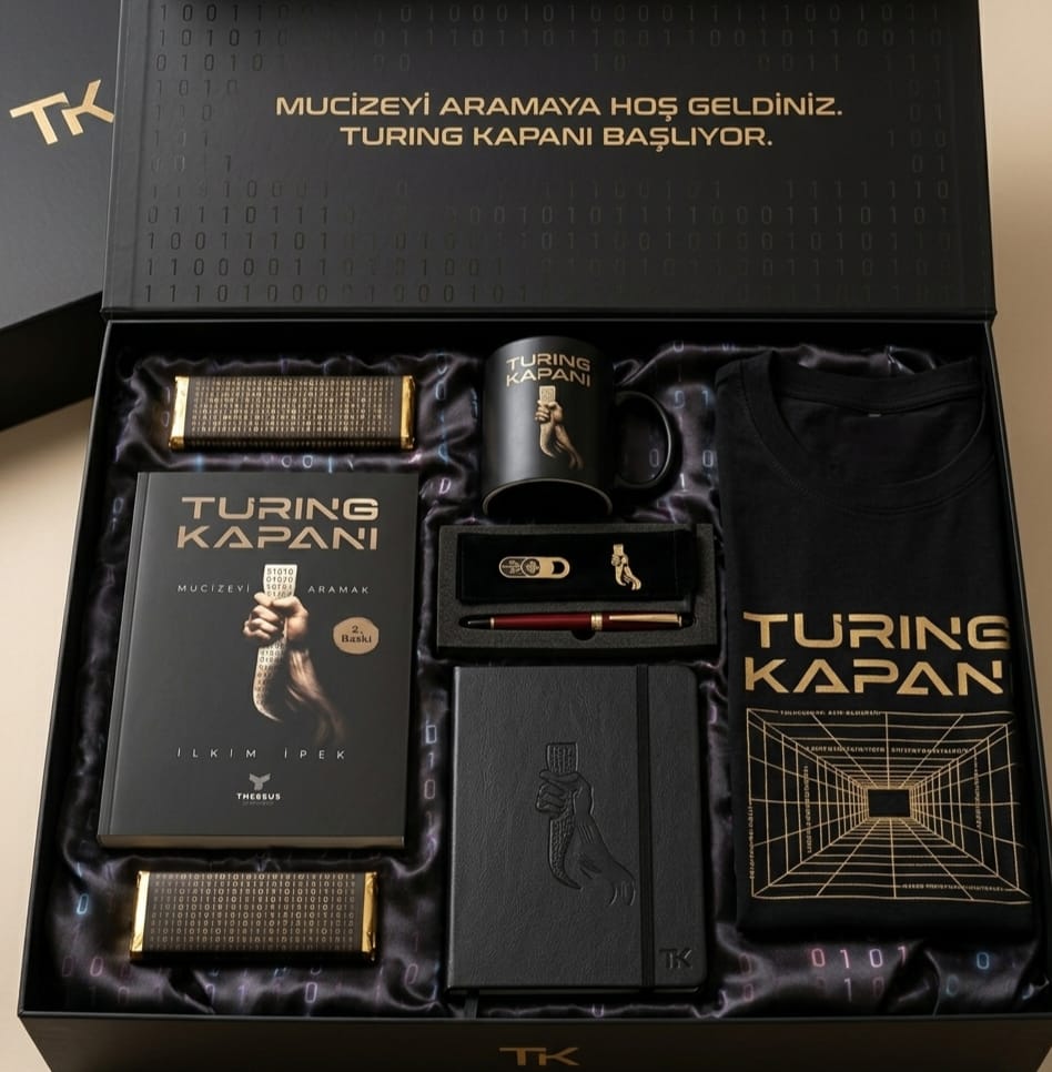 Turing Trap PR gift box with mug, t-shirt, notebook and book